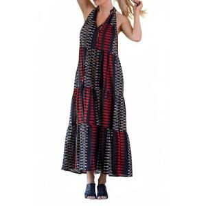 NEW CIENNA yindi cotton layered maxi dress in black/red